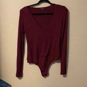 Shinestar Red Long Sleeve Fitted Bodysuit